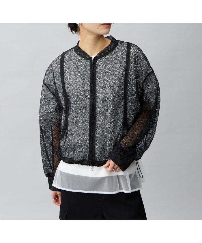 【その他のブランド/Other】のレースブルゾン インテリア・キッズ・メンズ・レディースファッション・服の通販 founy(ファニー) https://founy.com/ ファッション Fashion レディースファッション WOMEN アウター Coat Outerwear ブルゾン Blouson/Jackets シャーリング Shirring ドローストリング Drawstring フィット Fit フロント Front ブルゾン Blouson レース Race |ID: prp329100004527682 ipo3291000000032017527