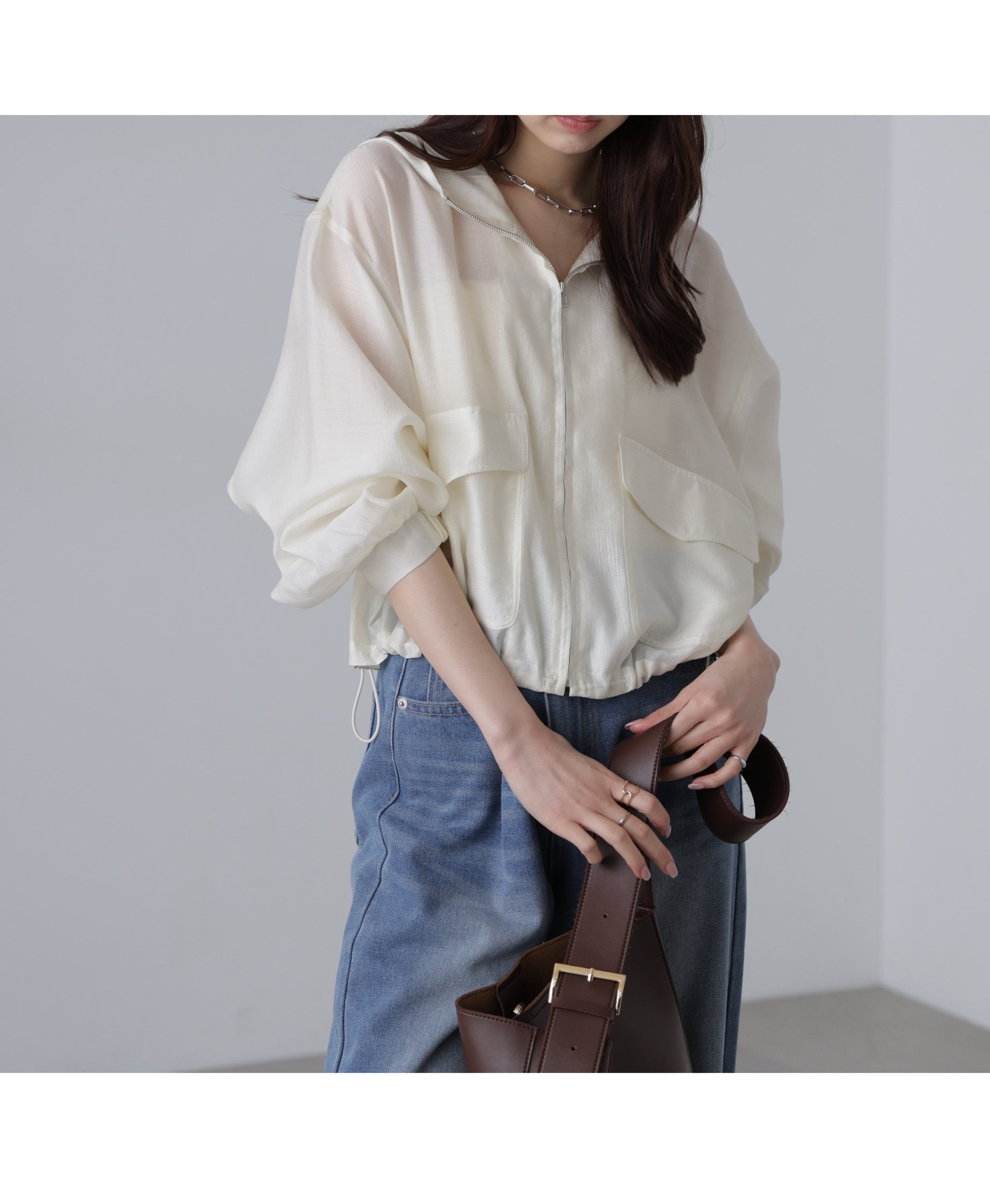 【フリーズマート/FREE'S MART】のシアーブルゾン インテリア・キッズ・メンズ・レディースファッション・服の通販 founy(ファニー) 　ファッション　Fashion　レディースファッション　WOMEN　アウター　Coat Outerwear　ブルゾン　Blouson/Jackets　スピンドル　Spindle　フラップ　Flap　ポケット　Pocket　夏　Summer　羽織　Haori　オフホワイト|ID: prp329100004527702 ipo3291000000032367250