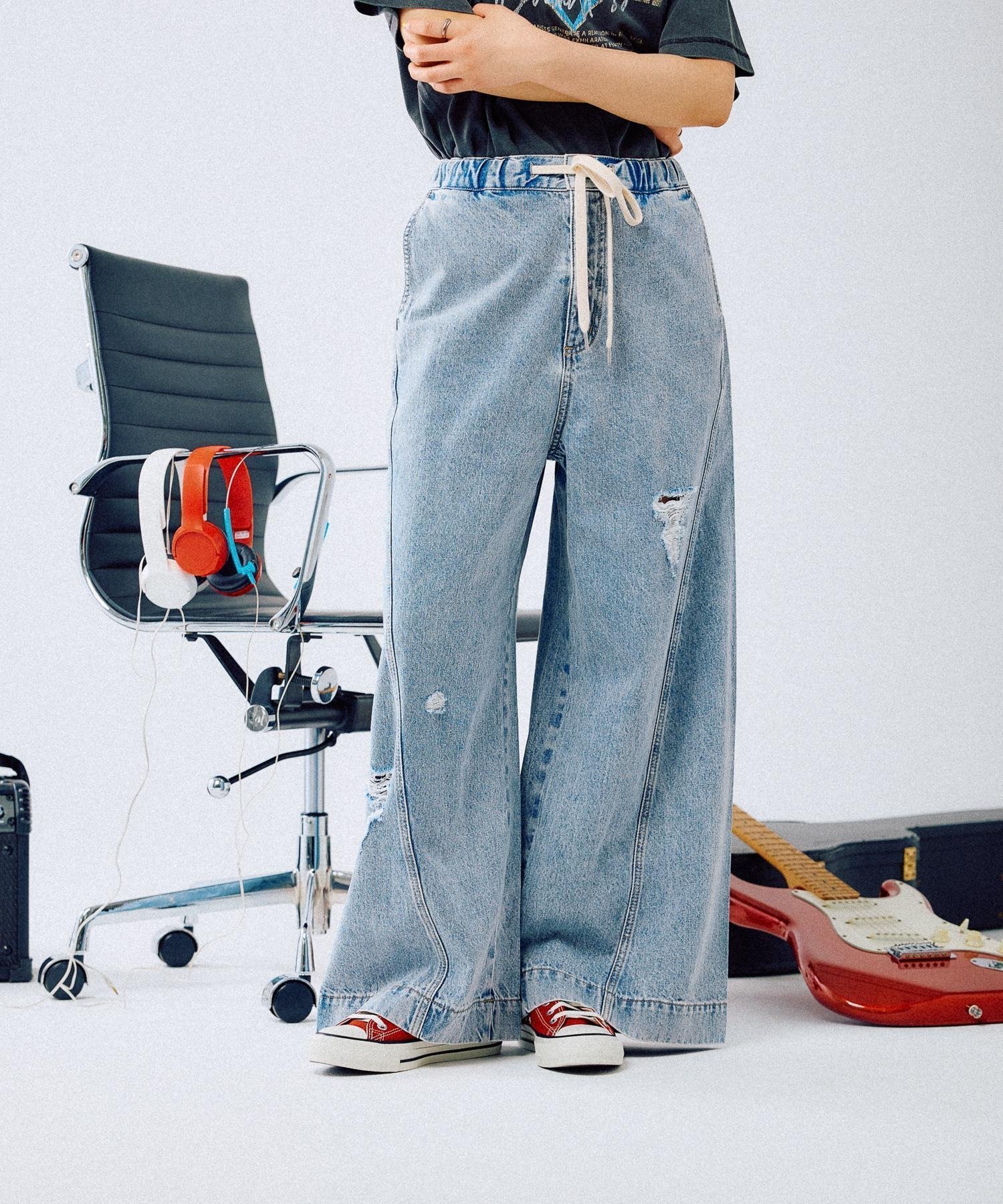 【レプシィム ローリーズファーム/LEPSIM LOWRYS FARM】のイージーバギーデニム インテリア・キッズ・メンズ・レディースファッション・服の通販 founy(ファニー) 　ファッション　Fashion　レディースファッション　WOMEN　おすすめ　Recommend　トレンド　Trend　インディゴダメージ84|ID: prp329100004527709 ipo3291000000032059118