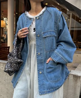【チャオパニックティピー/CIAOPANIC TYPY】の【袖取り外し可能】マルチウェイデニムワークジャケット 人気、トレンドファッション・服の通販 founy(ファニー) ファッション Fashion レディースファッション WOMEN アウター Coat Outerwear ジャケット Jackets 切替 Switching シンプル Simple ジャケット Jacket ストレート Straight タートルネック Turtleneck デニム Denim フリンジ Fringe ブルゾン Blouson ベスト Vest ベーシック Basic レース Race ワイド Wide おすすめ Recommend |ID:prp329100004527714