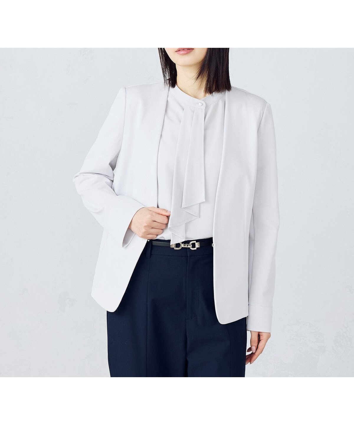 【コムサイズム/COMME CA ISM】の鹿の子ノーカラージャケット インテリア・キッズ・メンズ・レディースファッション・服の通販 founy(ファニー) 　ファッション　Fashion　レディースファッション　WOMEN　アウター　Coat Outerwear　ジャケット　Jackets　ノーカラージャケット　No Collar Leather Jackets　春　Spring　洗える　Washable　鹿の子　Pique　ジャケット　Jacket　スタイリッシュ　Stylish　ストレッチ　Stretch　バランス　Balance　フォルム　Form　フラット　Flat　ベーシック　Basic　ポケット　Pocket　S/S・春夏　Ss・Spring/Summer　おすすめ　Recommend　夏　Summer　ビジネス 仕事 通勤　Business　ライトグレー|ID: prp329100004527723 ipo3291000000032017697