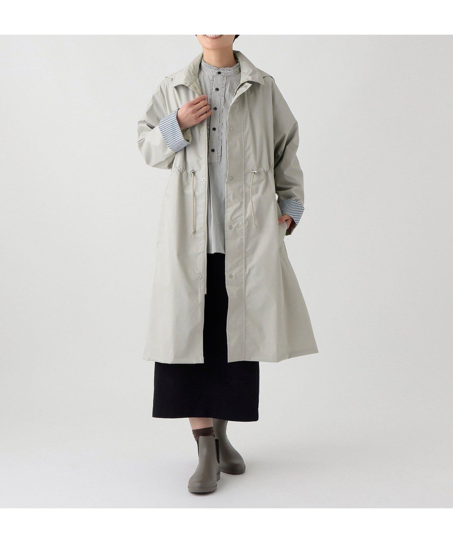 【アフタヌーンティー リビング/Afternoon Tea LIVING】のステンカラーレインコート 人気、トレンドファッション・服の通販 founy(ファニー) 　ファッション　Fashion　レディースファッション　WOMEN　アウター　Coat Outerwear　コート　Coats　ストライプ　Stripe　ドローコード　Draw Cord　プリント　Print　 other-1|ID: prp329100004527742 ipo3291000000032017783