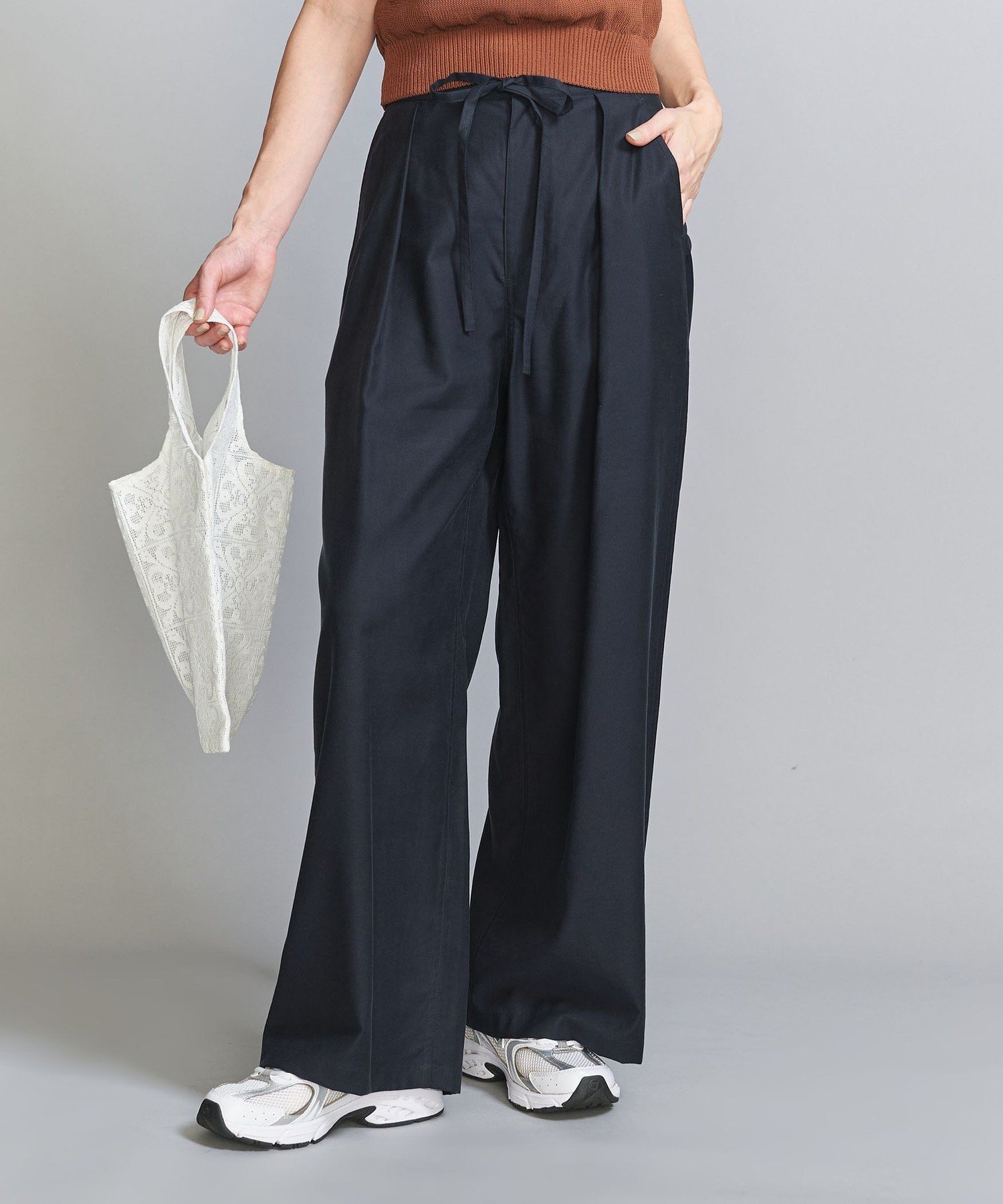 【ビューティ&ユース ユナイテッドアローズ/BEAUTY&YOUTH / UNITED ARROWS】のツイル リボンベルト ワイドパンツ インテリア・キッズ・メンズ・レディースファッション・服の通販 founy(ファニー) 　ファッション　Fashion　レディースファッション　WOMEN　パンツ　Pants　ベルト　Belts　ツイル　Twill　ドレープ　Drape　フロント　Front　リボン　Ribbon　ワイド　Wide　おすすめ　Recommend　エレガント 上品　Elegant　NAVY|ID: prp329100004527755 ipo3291000000032017843