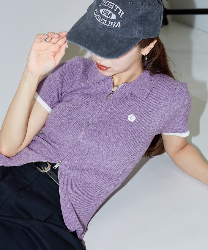 【フリークスストア/FREAK'S STORE】の袖配色 襟付き ジップ サマーニットポロ 限定展開 25SS インテリア・キッズ・メンズ・レディースファッション・服の通販 founy(ファニー) 　ファッション　Fashion　レディースファッション　Ladies' Fashion Online　トップス・カットソー　Tops/Tshirt　ニット　Knit Tops　カーゴパンツ　Cargo Pants　シンプル　Simple　ジップ　Zip　スペシャル　Special　スラックス　Slacks　デニム　Denim　バランス　Balance　フィット　Fit　ミニスカート　Mini Skirt　リアル　Real　ワイド　Wide　ワンポイント　One Point　S/S・春夏　Ss・Spring/Summer　おすすめ　Recommend　夏　Summer　2025年　2025　2025春夏・S/S　Ss,Spring/Summer,2025　ラベンダー|ID: prp329100004527876 ipo3291000000032608630
