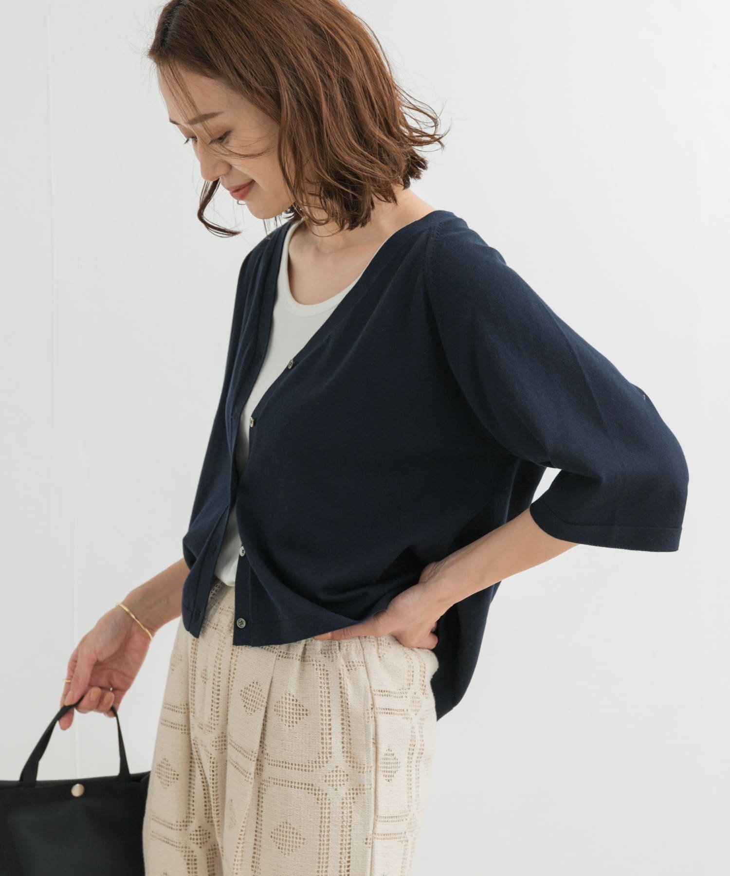 【アーバンリサーチ ドアーズ/URBAN RESEARCH DOORS】の『UR TECH ひやサラクール』コットンラグラン半袖カーディガン インテリア・キッズ・メンズ・レディースファッション・服の通販 founy(ファニー) 　ファッション　Fashion　レディースファッション　Ladies' Fashion Online　トップス・カットソー　Tops/Tshirt　カーディガン　Cardigans　2025年　2025　2025春夏・S/S　Ss,Spring/Summer,2025　カーディガン　Cardigan　サマー　Summer　スリーブ　Sleeve　リラックス　Relax　人気　Popularity　半袖　Short Sleeve　夏　Summer　S/S・春夏　Ss・Spring/Summer　NAVY|ID: prp329100004527879 ipo3291000000032611675