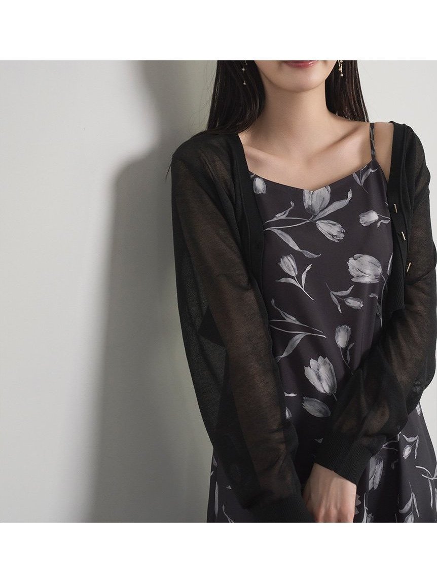 【セルフォード/CELFORD】のシアーVネックカーディガン インテリア・キッズ・メンズ・レディースファッション・服の通販 founy(ファニー) 　ファッション　Fashion　レディースファッション　WOMEN　トップス・カットソー　Tops/Tshirt　カーディガン　Cardigans　Vネック　V-Neck　カーディガン　Cardigan　シアー　Sheer　シフォン　Chiffon　フロント　Front　メタル　Metal　エレガント 上品　Elegant　BLK[009]|ID: prp329100004527895 ipo3291000000032018409
