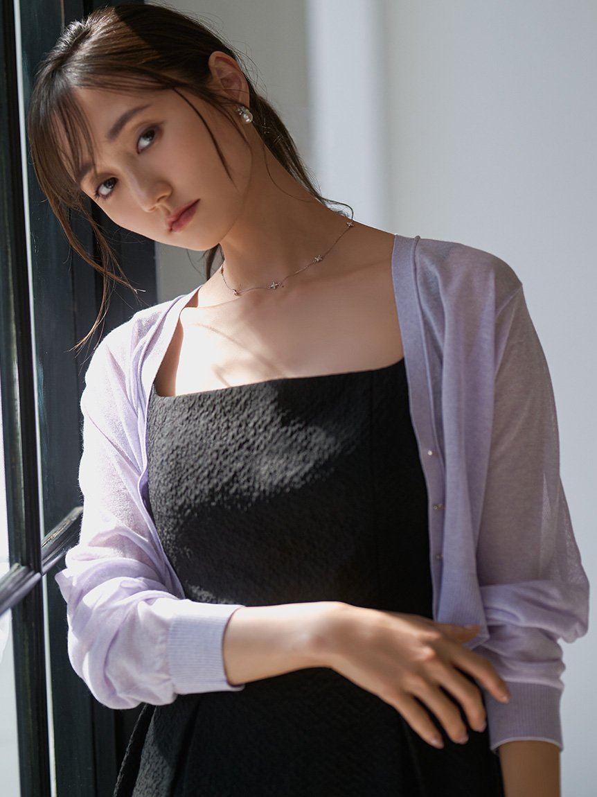 【セルフォード/CELFORD】のシアーVネックカーディガン インテリア・キッズ・メンズ・レディースファッション・服の通販 founy(ファニー) 　ファッション　Fashion　レディースファッション　Ladies' Fashion Online　トップス・カットソー　Tops/Tshirt　カーディガン　Cardigans　Vネック　V-Neck　カーディガン　Cardigan　シアー　Sheer　シフォン　Chiffon　フロント　Front　メタル　Metal　エレガント 上品　Elegant　LAV[071]|ID: prp329100004527895 ipo3291000000032682552