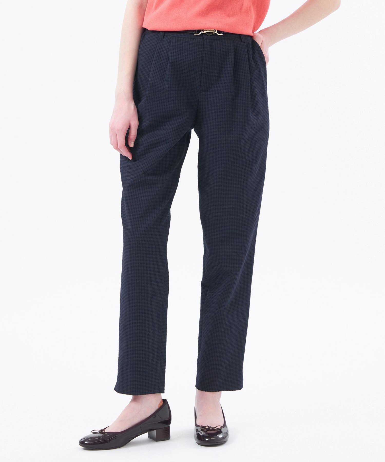 【マッキントッシュ フィロソフィー/MACKINTOSH PHILOSOPHY】のサッカーテーパードパンツ インテリア・キッズ・メンズ・レディースファッション・服の通販 founy(ファニー) 　ファッション　Fashion　レディースファッション　WOMEN　パンツ　Pants　おすすめ　Recommend　サッカー　Soccer　ストレッチ　Stretch　セットアップ　Set Up　吸水　Water Absorption　夏　Summer　春　Spring　秋　Autumn/Fall　ネイビー×ブラックギンガム|ID: prp329100004527904 ipo3291000000032498882