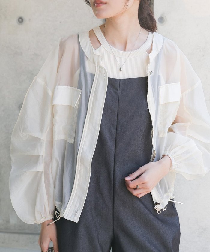 【バブ ブージュルード/Bab Bou Jeloud】のドロストシアーブルゾン インテリア・キッズ・メンズ・レディースファッション・服の通販 founy(ファニー) https://founy.com/ ファッション Fashion レディースファッション WOMEN アウター Coat Outerwear ブルゾン Blouson/Jackets エアリー Airy シアー Sheer ジーンズ Jeans スラックス Slacks バランス Balance パイピング Piping ブルゾン Blouson 夏 Summer 春 Spring |ID: prp329100004527943 ipo3291000000032018597
