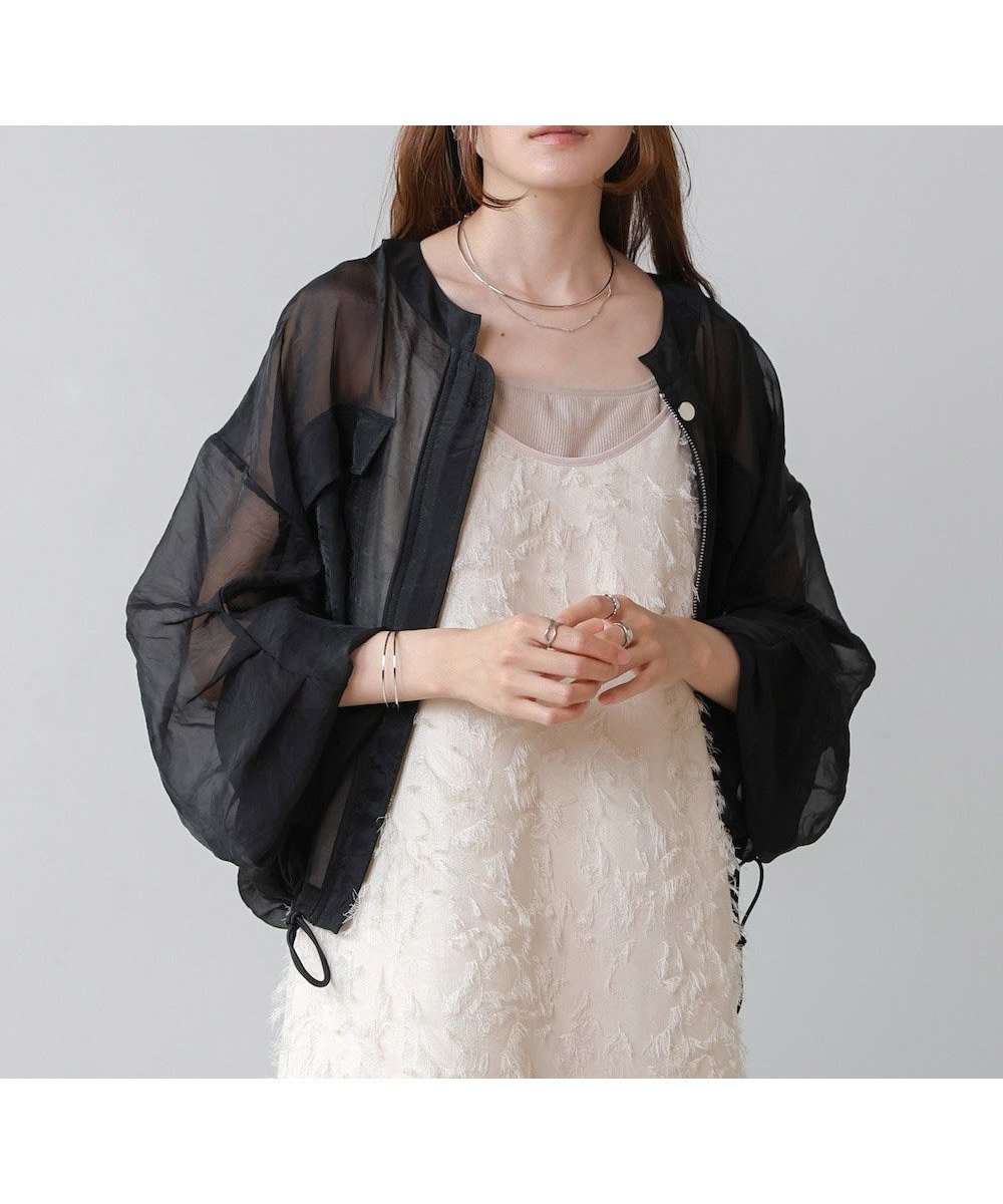 【バブ ブージュルード/Bab Bou Jeloud】のドロストシアーブルゾン インテリア・キッズ・メンズ・レディースファッション・服の通販 founy(ファニー) 　ファッション　Fashion　レディースファッション　WOMEN　アウター　Coat Outerwear　ブルゾン　Blouson/Jackets　エアリー　Airy　シアー　Sheer　ジーンズ　Jeans　スラックス　Slacks　バランス　Balance　パイピング　Piping　ブルゾン　Blouson　夏　Summer　春　Spring　BLACK|ID: prp329100004527943 ipo3291000000032018601