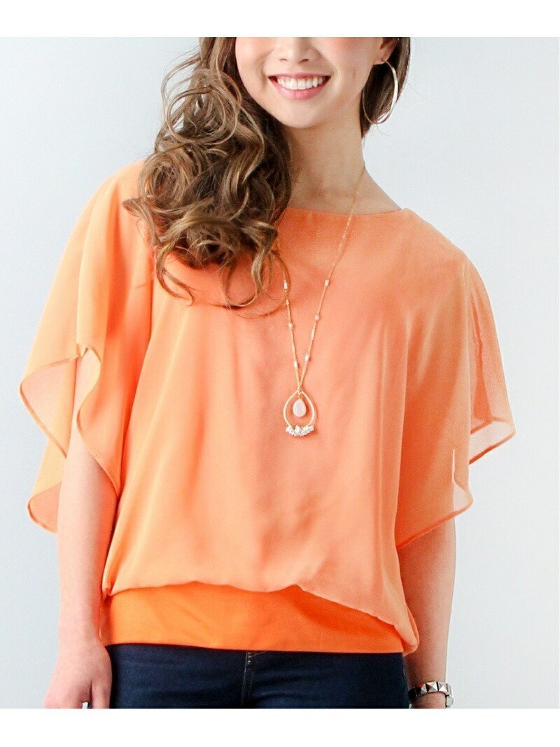 【ジュノア/JUNOAH】のシフォントップス インテリア・キッズ・メンズ・レディースファッション・服の通販 founy(ファニー) 　ファッション　Fashion　レディースファッション　WOMEN　トップス・カットソー　Tops/Tshirt　オレンジ|ID: prp329100004528006 ipo3291000000032018813