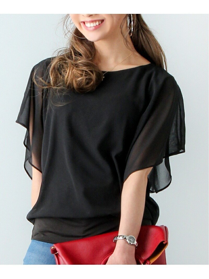 【ジュノア/JUNOAH】のシフォントップス インテリア・キッズ・メンズ・レディースファッション・服の通販 founy(ファニー) 　ファッション　Fashion　レディースファッション　WOMEN　トップス・カットソー　Tops/Tshirt　ブラック|ID: prp329100004528006 ipo3291000000032018822