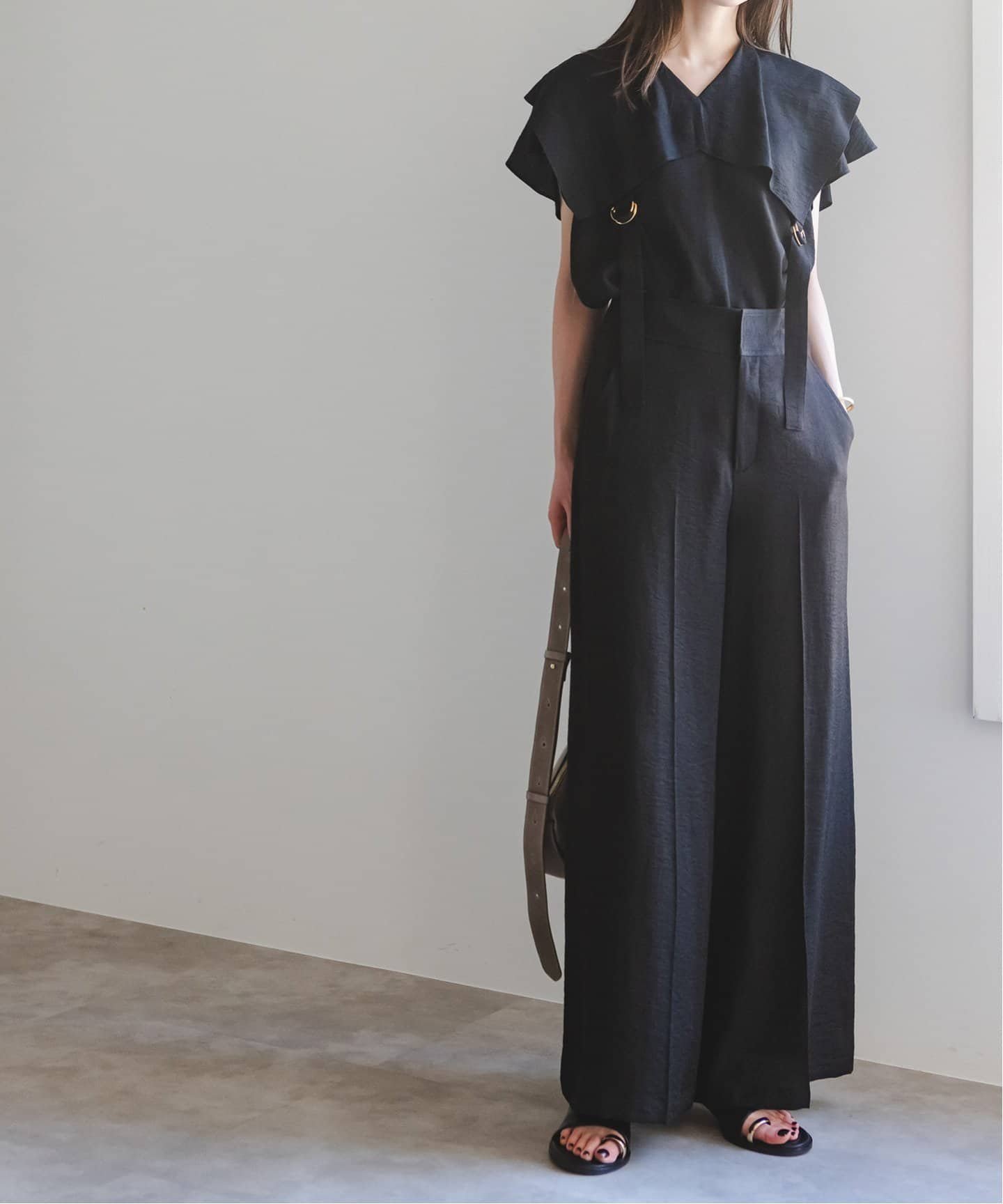 【ノーブル / スピック&スパン/NOBLE / Spick & Span】の《追加》ファジーリネンロングサスペンダー2wayパンツ インテリア・キッズ・メンズ・レディースファッション・服の通販 founy(ファニー) 　ファッション　Fashion　レディースファッション　WOMEN　パンツ　Pants　カットソー　Cut And Sew　サスペンダー　Suspenders　セットアップ　Set Up　リネン　Linen　リラックス　Relax　ワイド　Wide　再入荷　Restock/Back In Stock/Re Arrival　楽ちん　Easy　ブラック|ID: prp329100004528056 ipo3291000000032019042