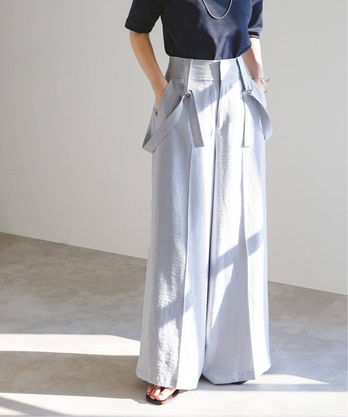 【ノーブル / スピック&スパン/NOBLE / Spick & Span】の《追加》ファジーリネンロングサスペンダー2wayパンツ インテリア・キッズ・メンズ・レディースファッション・服の通販 founy(ファニー) 　ファッション　Fashion　レディースファッション　WOMEN　パンツ　Pants　カットソー　Cut And Sew　サスペンダー　Suspenders　セットアップ　Set Up　リネン　Linen　リラックス　Relax　ワイド　Wide　再入荷　Restock/Back In Stock/Re Arrival　楽ちん　Easy　サックスブルー|ID: prp329100004528056 ipo3291000000032019044