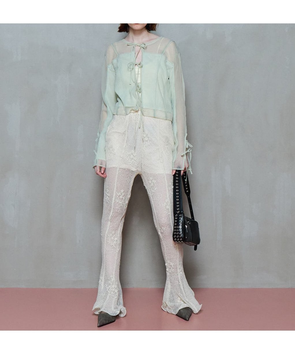 【メゾンスペシャル/MAISON SPECIAL】のRuffle Hem Flare Pants インテリア・キッズ・メンズ・レディースファッション・服の通販 founy(ファニー) 　ファッション　Fashion　レディースファッション　WOMEN　パンツ　Pants　カットソー　Cut And Sew　シフォン　Chiffon　プリント　Print　メッシュ　Mesh　モチーフ　Motif　夏　Summer　IVR|ID: prp329100004528075 ipo3291000000032019132