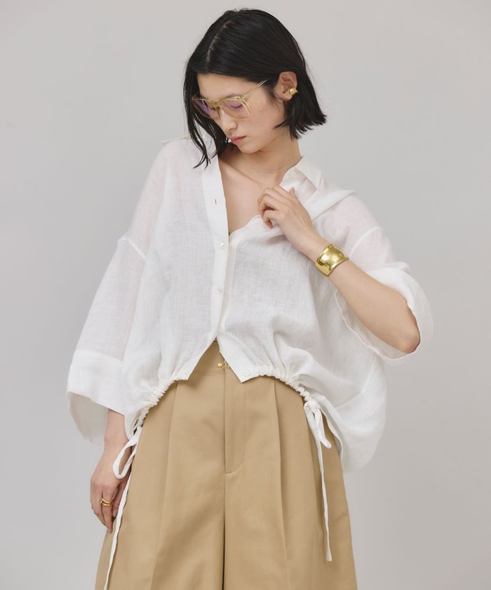 【カレンソロジー/Curensology】のリネンドロストシャツ インテリア・キッズ・メンズ・レディースファッション・服の通販 founy(ファニー) https://founy.com/ ファッション Fashion レディースファッション WOMEN トップス・カットソー Tops/Tshirt シャツ/ブラウス Shirts/Blouses エレガント 上品 Elegant シアー Sheer フロント Front ブルゾン Blouson リネン Linen リボン Ribbon ワッシャー Washer 日本製 Made In Japan 夏 Summer |ID: prp329100004528085 ipo3291000000032019176