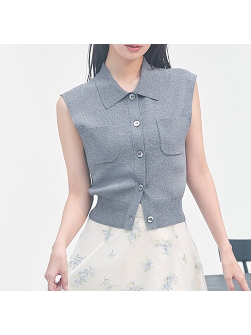 【フレイ アイディー/FRAY I.D】のポロカラーノースリニットジレ/接触冷感 インテリア・キッズ・メンズ・レディースファッション・服の通販 founy(ファニー) 　ファッション　Fashion　レディースファッション　WOMEN　アウター　Coat Outerwear　トップス・カットソー　Tops/Tshirt　ニット　Knit Tops　ベスト/ジレ　Gilets/Vests　エレガント 上品　Elegant　トレンド　Trend　バランス　Balance　ポケット　Pocket　モダン　Modern　人気　Popularity　定番　Standard　GRY[006]|ID: prp329100004528091 ipo3291000000032019198