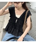 【ディスコート/Discoat】の【umm.】ギャザーリボン使いノースリ ブラック|ID: prp329100004528106 ipo3291000000032597159