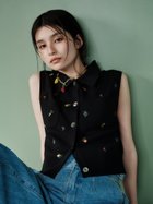 【フレイ アイディー/FRAY I.D】のフルーツ刺繍ポロカラーノースリニットジレ/接触冷感 人気、トレンドファッション・服の通販 founy(ファニー) ファッション Fashion レディースファッション WOMEN アウター Coat Outerwear トップス・カットソー Tops/Tshirt ニット Knit Tops ベスト/ジレ Gilets/Vests コレクション Collection トレンド Trend 人気 Popularity バランス Balance ポケット Pocket 夏 Summer thumbnail BLK[009]|ID: prp329100004528132 ipo3291000000032237655