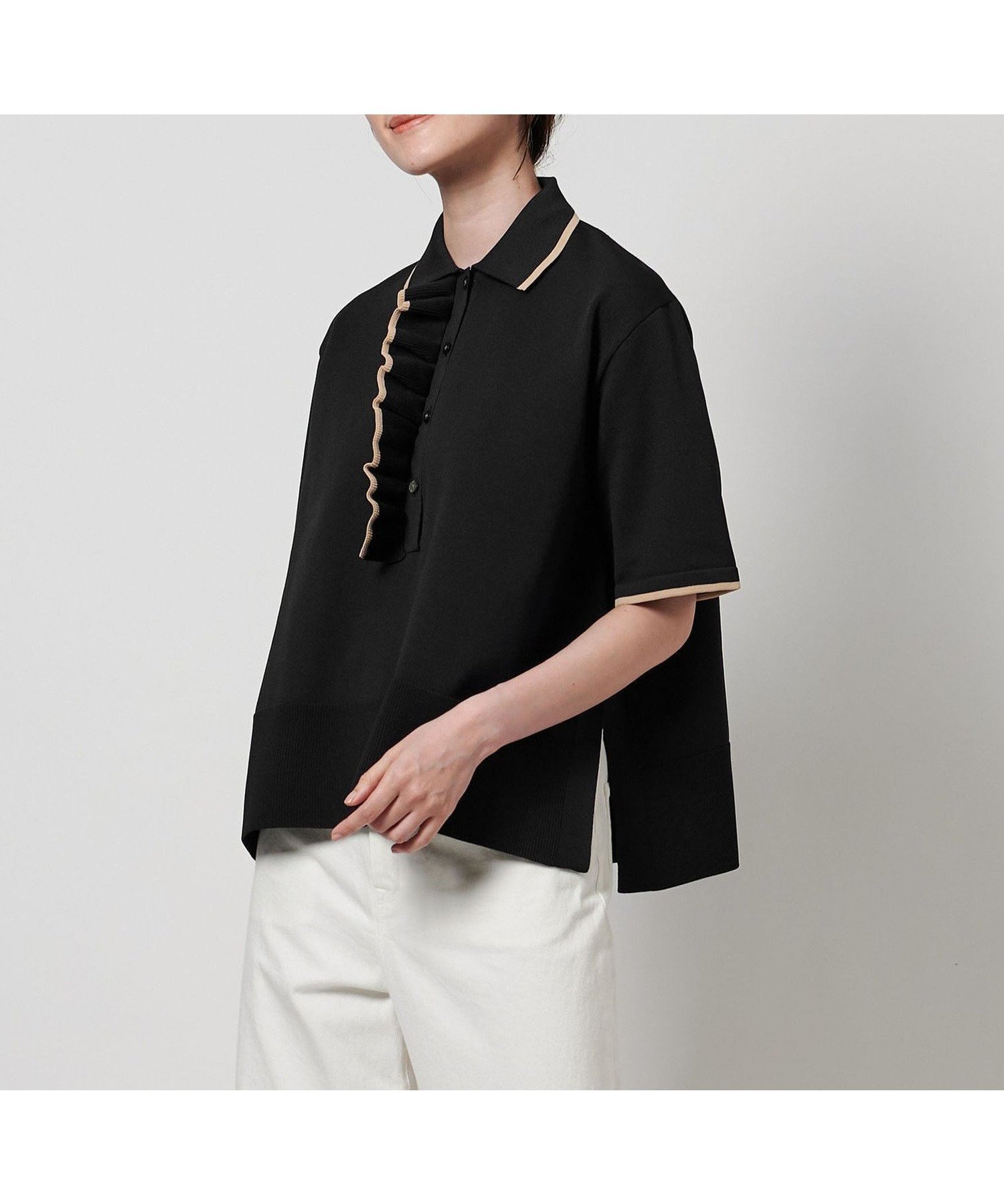 【ユナイテッドアローズ/UNITED ARROWS】のミニマルフリル ニット 5SL インテリア・キッズ・メンズ・レディースファッション・服の通販 founy(ファニー) 　ファッション　Fashion　レディースファッション　Fashion for Women　トップス・カットソー　Cut & Sew Tops　ニット　Knit Tops & Sweaters　おすすめ　Recommended / Our Picks　スリット　Slit, Slit Detail　タイトスカート　Pencil Skirt, Tight Skirt　デニム　Denim, Jeans Material　フリル　Frill, Ruffle　フロント　Front, Front Design　マニッシュ　Mannish, Boyish　ワイド　Wide, Wide Fit　NAVY|ID: prp329100004528139 ipo3291000000032539678