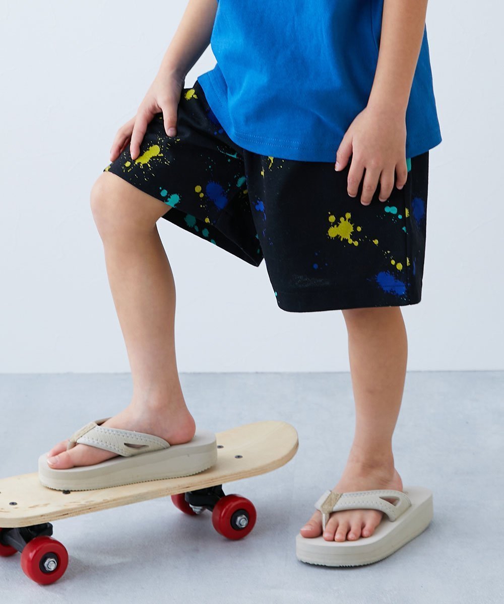 【デビロック/devirock / KIDS】のデザインいろいろ ミニ裏毛ハーフパンツ ハーフパンツ ショートパンツ インテリア・キッズ・メンズ・レディースファッション・服の通販 founy(ファニー) 　ファッション　Fashion　キッズファッション　KIDS　ボトムス　Bottoms/Kids　おすすめ　Recommend　ショート　Short　シンプル　Simple　スウェット　Sweat　トレンド　Trend　ハーフ　Half　006-ペンキ-ブラック|ID: prp329100004528141 ipo3291000000032019418