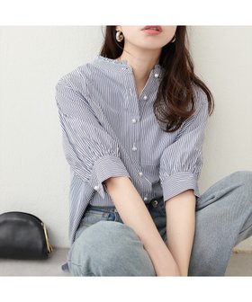 【ナチュラルクチュール/natural couture】 パール釦ヨーク切替5分袖シャツブラウス人気、トレンドファッション・服の通販 founy(ファニー) ファッション Fashion レディースファッション WOMEN トップス・カットソー Tops/Tshirt シャツ/ブラウス Shirts/Blouses 2025年 2025 2025春夏・S/S Ss,Spring/Summer,2025 キャミワンピース Cami Dress シンプル Simple デニム Denim パール Pearl ボトム Bottom ヨーク Yoke エレガント 上品 Elegant 人気 Popularity 切替 Switching |ID:prp329100004528153