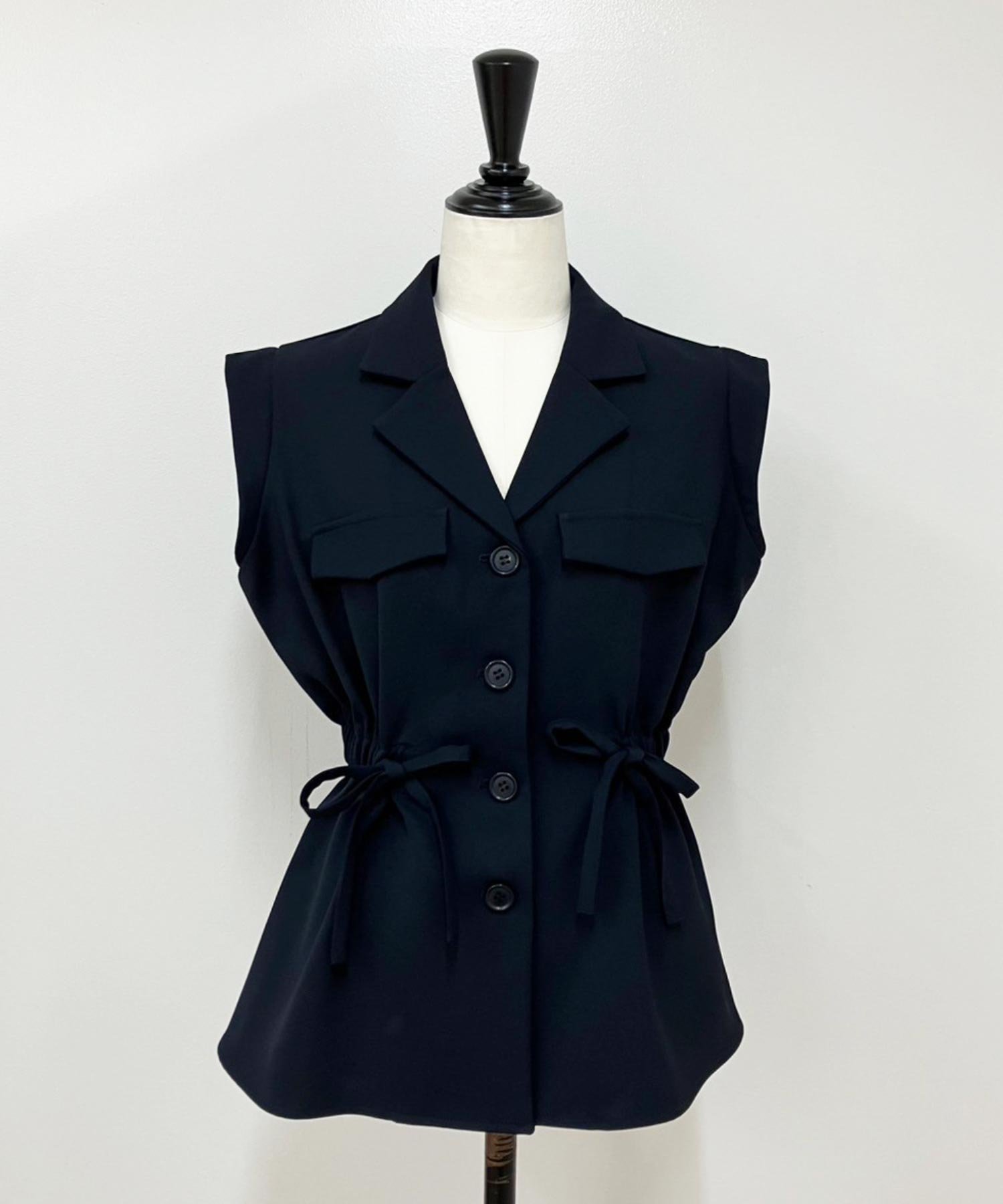 【ノエラ/Noela】のウエストギャザージレブラウス インテリア・キッズ・メンズ・レディースファッション・服の通販 founy(ファニー) 　ファッション　Fashion　レディースファッション　Ladies' Fashion Online　アウター　Coat Outerwear　トップス・カットソー　Tops/Tshirt　シャツ/ブラウス　Shirts/Blouses　ベスト/ジレ　Gilets/Vests　おすすめ　Recommend　ギャザー　Gather　トレンド　Trend　フェミニン　Feminine　フレア　Flare　ペプラム　Peplum　ポケット　Pocket　リボン　Ribbon　レース　Race　切替　Switching　ネイビー|ID: prp329100004528168 ipo3291000000032646114