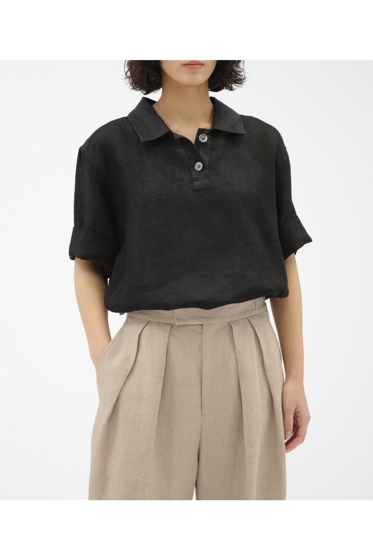 【マーガレットハウエル/MARGARET HOWELL】のLINEN AIRTEX SHIRT 人気、トレンドファッション・服の通販 founy(ファニー) 　ファッション　Fashion　レディースファッション　Fashion for Women　トップス・カットソー　Cut & Sew Tops　シャツ・ブラウス・オフィスカジュアル　Elegant Blouses & Button-Ups　スリット　Slit, Slit Detail　ポロシャツ　Polo Shirt, Collared Tee　メッシュ　Mesh, Net Fabric　リネン　Linen, Linen Fabric　 other-1|ID: prp329100004528216 ipo3291000000033600947