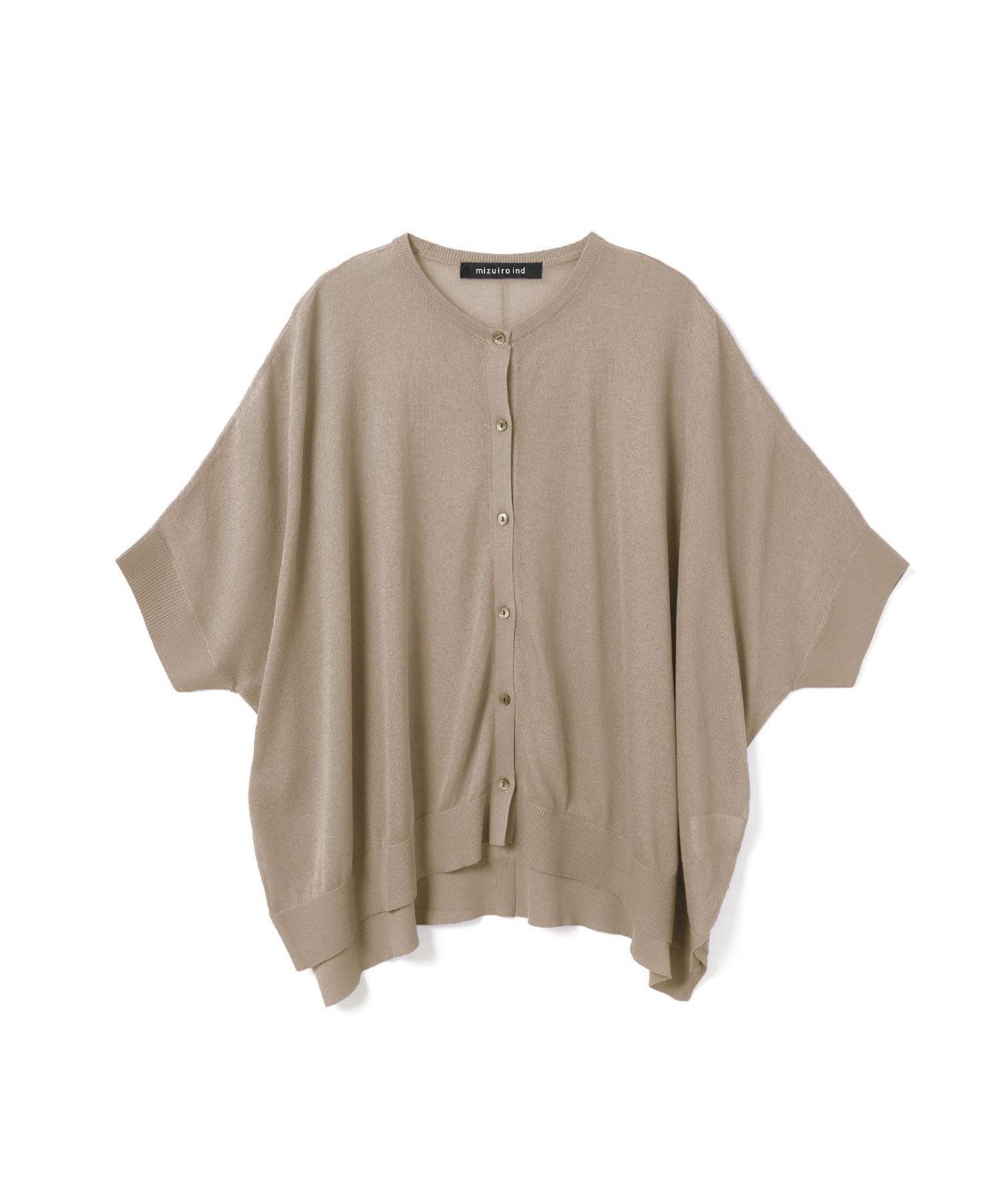 【マーコート/MARcourt】のmizuiro ind ハイゲージクルーネックワイドカーディガン インテリア・キッズ・メンズ・レディースファッション・服の通販 founy(ファニー) 　ファッション　Fashion　レディースファッション　Fashion for Women　トップス・カットソー　Cut & Sew Tops　カーディガン・羽織り　Layered Style Cardigans　インナー　Innerwear　スリット　Slit, Slit Detail　ポケット　Pocket, Pocket Detail　ワイド　Wide, Wide Fit　無地　Plain, Solid Color　ベージュ|ID: prp329100004528226 ipo3291000000033056068