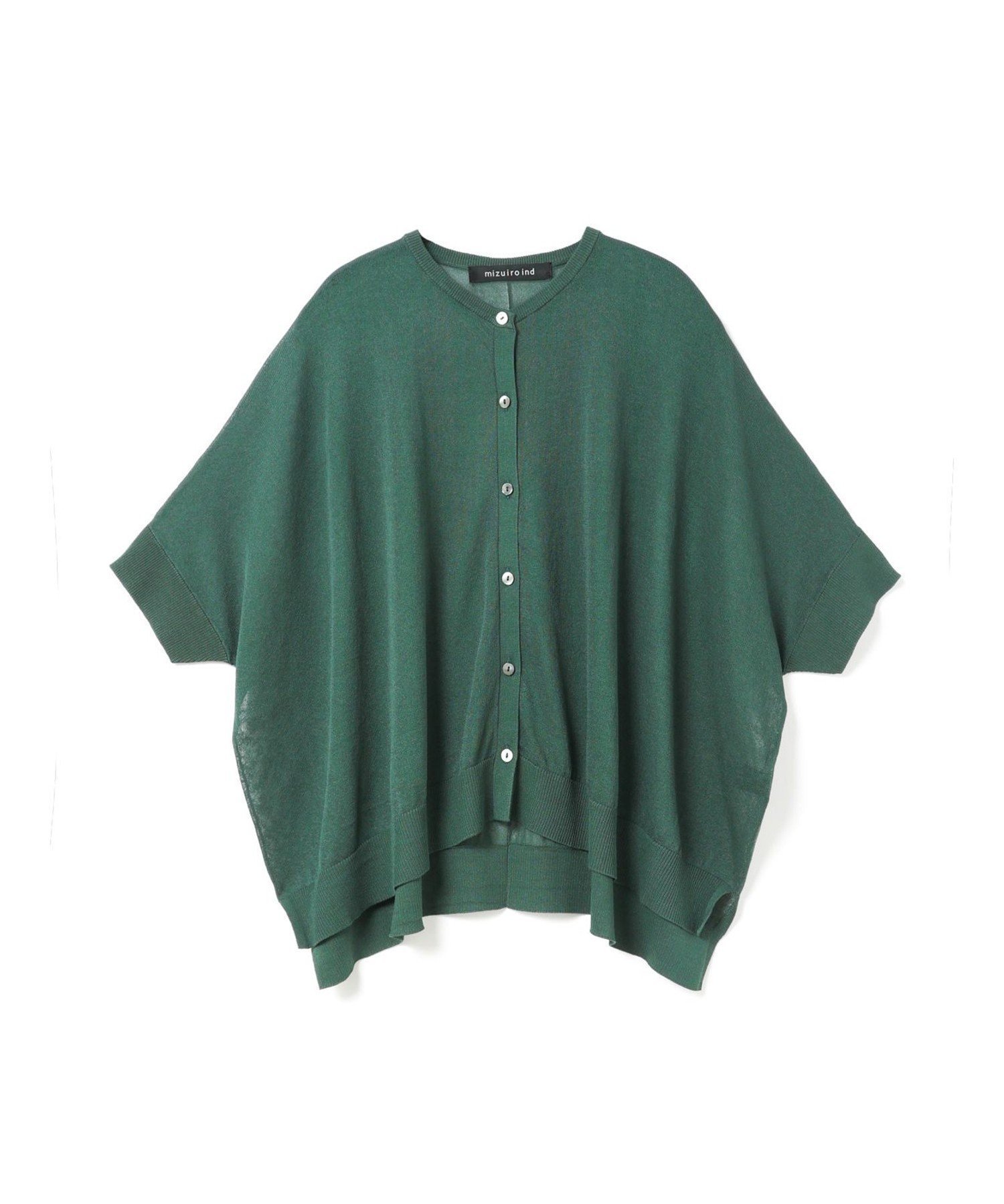 【マーコート/MARcourt】のmizuiro ind ハイゲージクルーネックワイドカーディガン インテリア・キッズ・メンズ・レディースファッション・服の通販 founy(ファニー) 　ファッション　Fashion　レディースファッション　Fashion for Women　トップス・カットソー　Cut & Sew Tops　カーディガン・羽織り　Layered Style Cardigans　インナー　Innerwear　スリット　Slit, Slit Detail　ポケット　Pocket, Pocket Detail　ワイド　Wide, Wide Fit　無地　Plain, Solid Color　グリーン|ID: prp329100004528226 ipo3291000000033056070