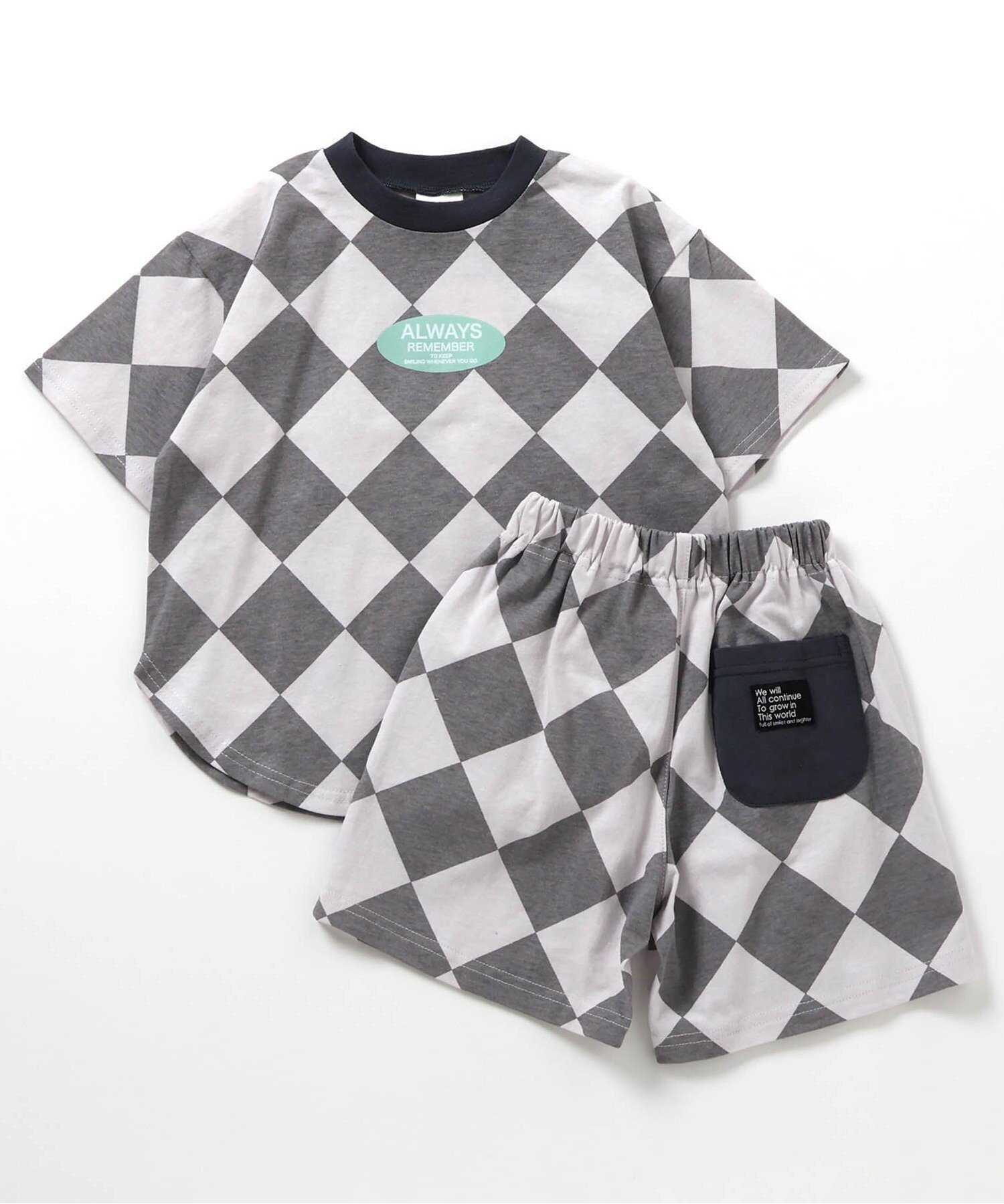 【その他のブランド/Other】のWEB限定 バリエーションセットアップ インテリア・キッズ・メンズ・レディースファッション・服の通販 founy(ファニー) 　ファッション　Fashion　キッズファッション　KIDS　セットアップ　Set Up　半袖　Short Sleeve　チャコール|ID: prp329100004528229 ipo3291000000032061271