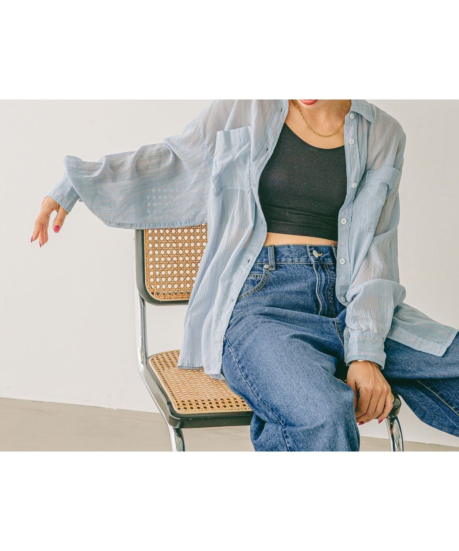 【ベイフロー/BAYFLOW】の程よい透け感 コットンシアーシャツ インテリア・キッズ・メンズ・レディースファッション・服の通販 founy(ファニー) 　ファッション　Fashion　レディースファッション　Ladies' Fashion Online　トップス・カットソー　Tops/Tshirt　シャツ/ブラウス　Shirts/Blouses　おすすめ　Recommend　ストライプ　Stripe　フロント　Front　プリント　Print　ポケット　Pocket　ワッシャー　Washer　夏　Summer　定番　Standard　羽織　Haori　ライトブルー82|ID: prp329100004528231 ipo3291000000032628303