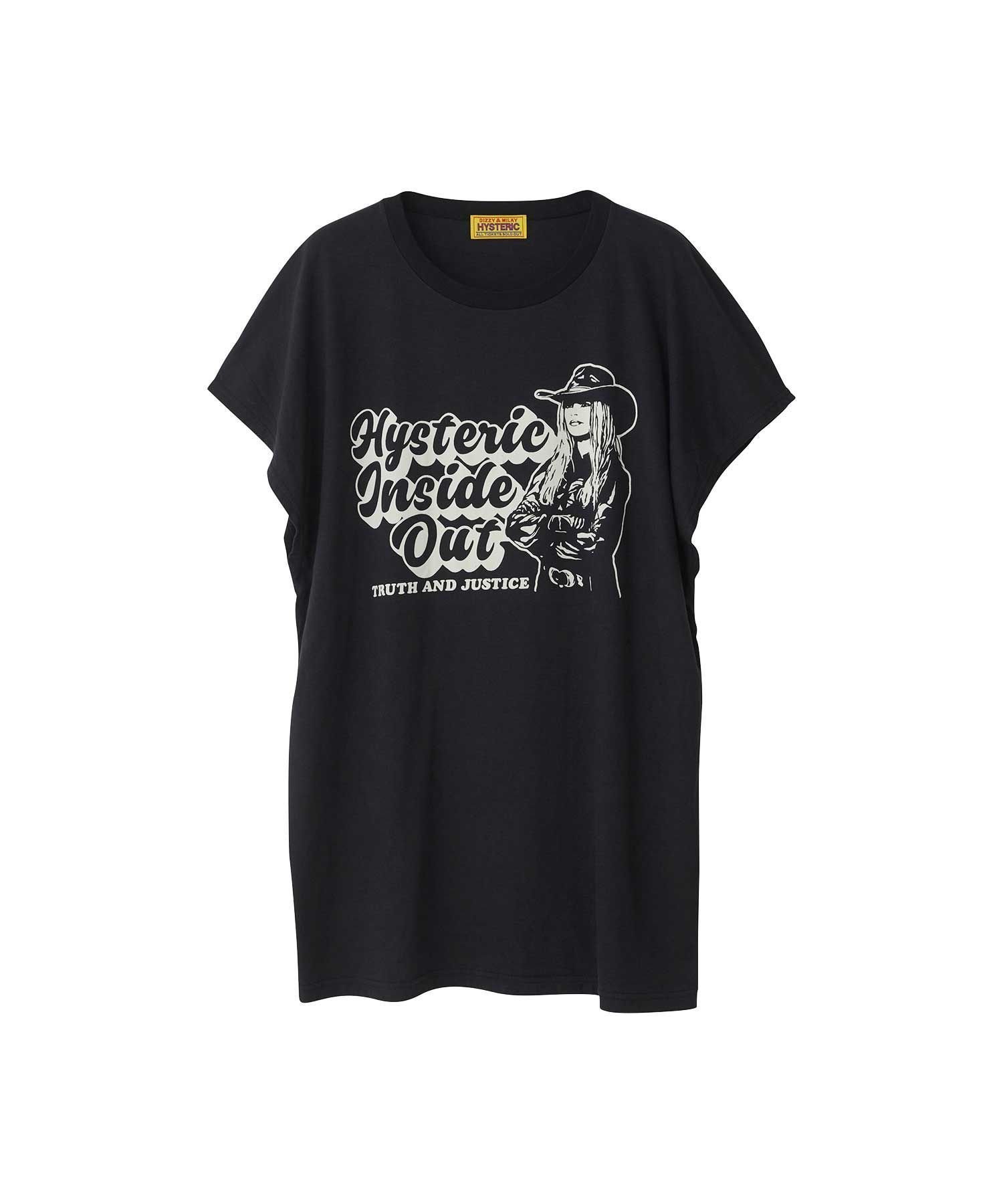 【ヒステリックグラマー/HYSTERIC GLAMOUR】のINSIDE OUT Tシャツ インテリア・キッズ・メンズ・レディースファッション・服の通販 founy(ファニー) 　ファッション　Fashion　レディースファッション　WOMEN　トップス・カットソー　Tops/Tshirt　シャツ/ブラウス　Shirts/Blouses　ロング / Tシャツ　T-Shirts　グラフィック　Graphic　スリーブ　Sleeve　フレンチ　French　ブラック|ID: prp329100004528260 ipo3291000000032019922