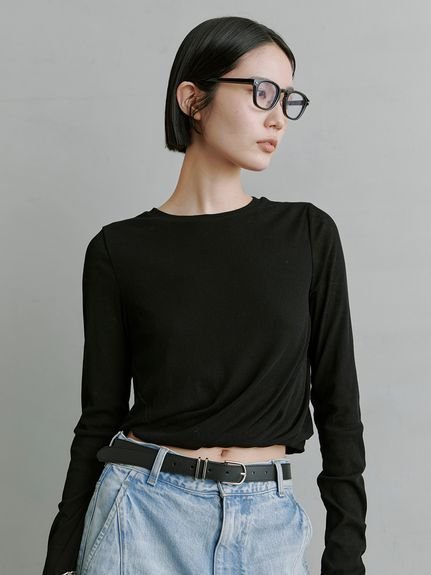 【ミースロエ/MIESROHE】のツイスト長袖トップス インテリア・キッズ・メンズ・レディースファッション・服の通販 founy(ファニー) 　雑誌掲載アイテム　Magazine Items　ファッション雑誌　Fashion Magazines　ヴェリィ　VERY　ファッション　Fashion　レディースファッション　WOMEN　トップス・カットソー　Tops/Tshirt　6月号　June Issue　クロップド　Cropped　コンパクト　Compact　シンプル　Simple　ツイスト　Twist　長袖　Long Sleeve　雑誌　Magazine　BLK[009]|ID: prp329100004528270 ipo3291000000032019962