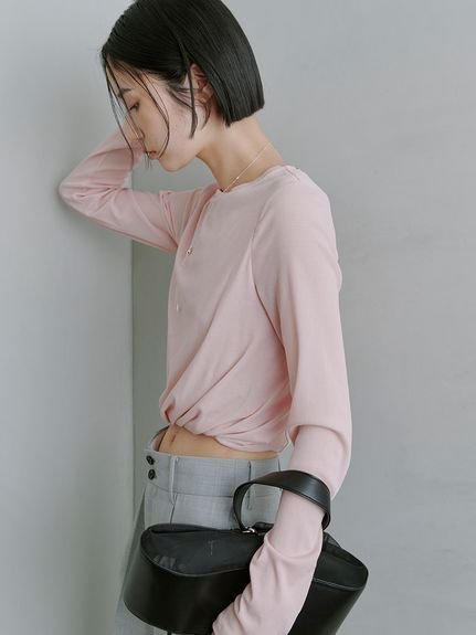 【ミースロエ/MIESROHE】のツイスト長袖トップス インテリア・キッズ・メンズ・レディースファッション・服の通販 founy(ファニー) 　雑誌掲載アイテム　Magazine Items　ファッション雑誌　Fashion Magazines　ヴェリィ　VERY　ファッション　Fashion　レディースファッション　WOMEN　トップス・カットソー　Tops/Tshirt　6月号　June Issue　クロップド　Cropped　コンパクト　Compact　シンプル　Simple　ツイスト　Twist　長袖　Long Sleeve　雑誌　Magazine　PNK[066]|ID: prp329100004528270 ipo3291000000032019966