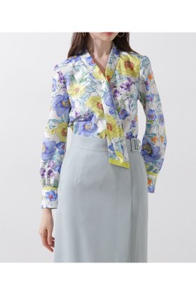 【ピンキーアンドダイアン/Pinky&Dianne】のフラワープリントボウブラウス 人気、トレンドファッション・服の通販 founy(ファニー) ファッション Fashion レディースファッション WOMEN トップス・カットソー Tops/Tshirt シャツ/ブラウス Shirts/Blouses 花柄・フラワープリント・モチーフ Flower Patterns カフス Cuffs スタンダード Standard ストレッチ Stretch フラワー Flower プリント Print エレガント 上品 Elegant 春 Spring 無地 Plain Color |ID:prp329100004528286