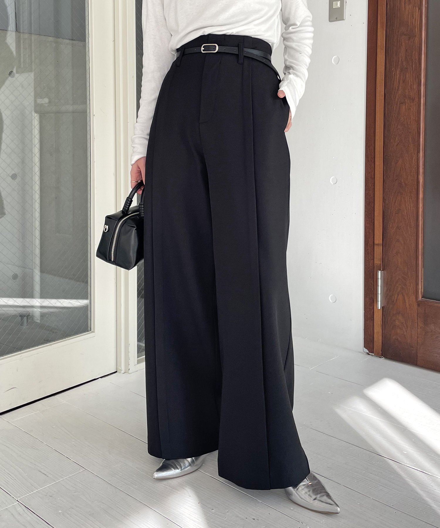 【カプリシューレマージュ/CAPRICIEUX LEMAGE】のベルトSETセンタータックパンツ インテリア・キッズ・メンズ・レディースファッション・服の通販 founy(ファニー) 　ファッション　Fashion　レディースファッション　WOMEN　パンツ　Pants　ベルト　Belts　おすすめ　Recommend　ジャケット　Jacket　ストレート　Straight　センター　Center　ビジネス 仕事 通勤　Business　ブラック|ID: prp329100004528304 ipo3291000000032020126