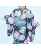 【デビロック/devirock / KIDS】のワンピースにもなる セパレート浴衣 帯2本セット 浴衣 012-水彩アジサイ-ネイビー|ID: prp329100004528326 ipo3291000000032080930