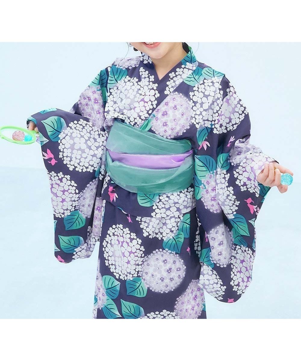 【デビロック/devirock / KIDS】のワンピースにもなる セパレート浴衣 帯2本セット 浴衣 インテリア・キッズ・メンズ・レディースファッション・服の通販 founy(ファニー) 　ファッション　Fashion　キッズファッション　KIDS　ワンピース　Dress/Kids　セパレート　Separate　ブロード　Broad　おすすめ　Recommend　夏　Summer　012-水彩アジサイ-ネイビー|ID: prp329100004528326 ipo3291000000032080930