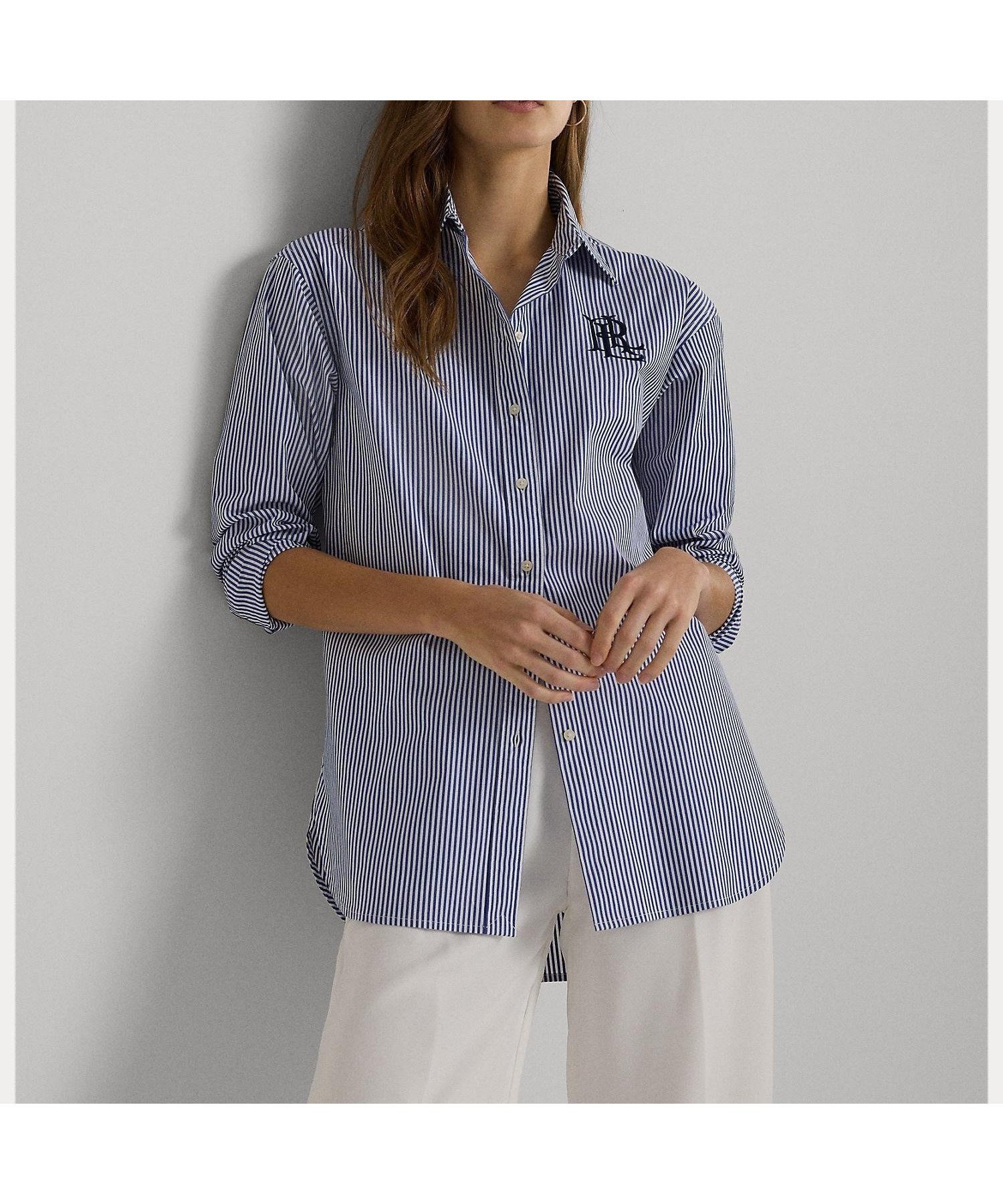 【ラルフローレン/RALPH LAUREN】のリラックスド フィット ストライプド ストレッチ コットン シャツ インテリア・キッズ・メンズ・レディースファッション・服の通販 founy(ファニー) 　ファッション　Fashion　レディースファッション　Fashion for Women　トップス・カットソー　Cut & Sew Tops　シャツ・ブラウス・オフィスカジュアル　Elegant Blouses & Button-Ups　カフス　Cuff Design　ショルダー　Shoulder, Shoulder Strap　ストライプ　Stripe, Striped Pattern　ストレッチ　Stretch, Stretchy Fabric　ドロップ　Drop Shoulder, Dropped Style　定番　Standard, Basic Item　長袖　Long Sleeve, Full Sleeve　フィット　Fit, Slim Fit　ヨーク　Yoke, Yoke Design　ラウンド　Round, Round Neck　リラックス　Relax, Relaxed Fit　400ブルー|ID: prp329100004528338 ipo3291000000033058342