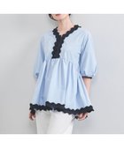 【ユナイテッドアローズ/UNITED ARROWS】のタック フリルVネック ハーフスリーブ ブラウス LT.BLUE|ID: prp329100004528363 ipo3291000000033462235