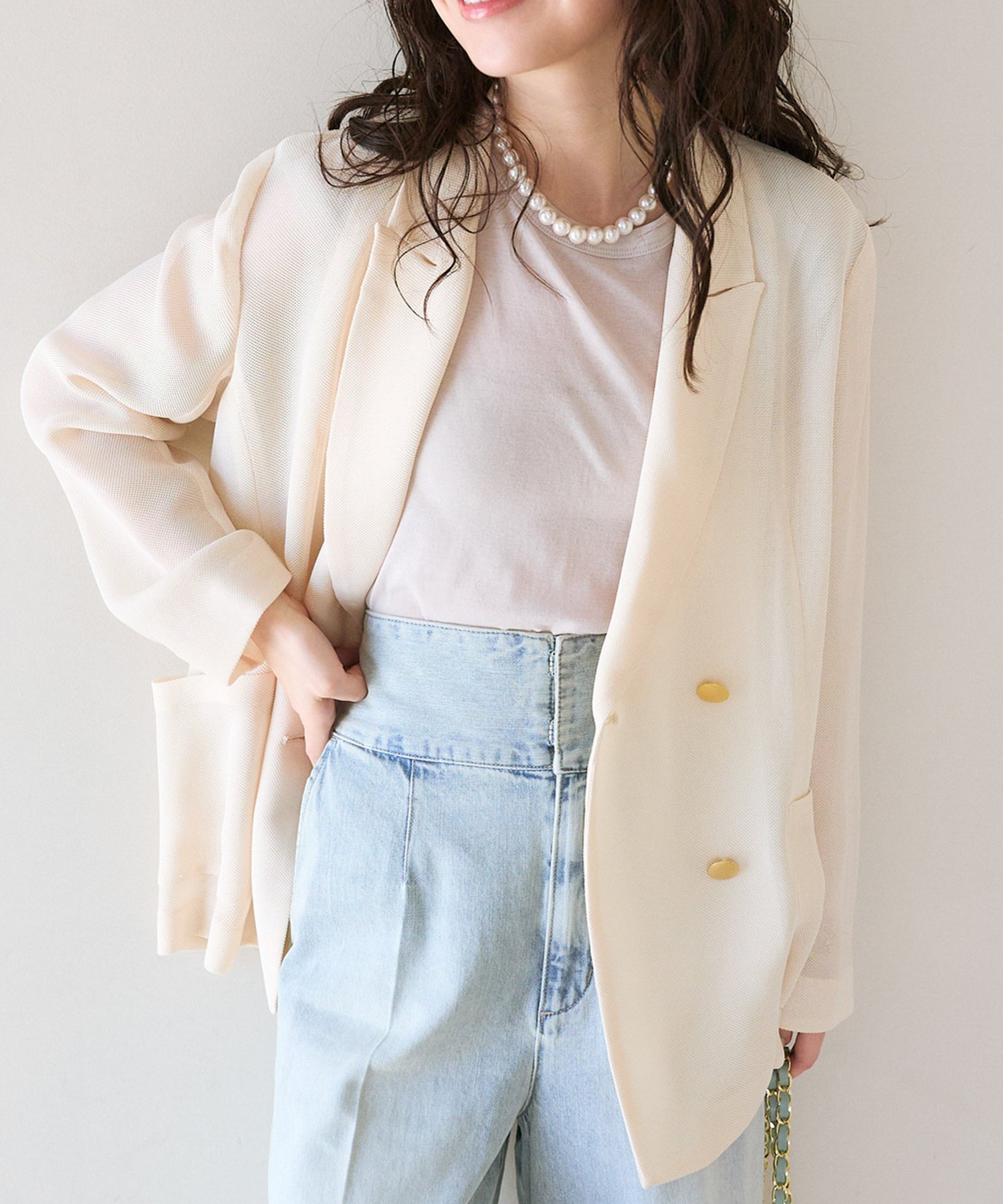 【ラブティックボンボン/La boutique BonBon】の【完売カラー再追加!スタッフmiki監修】メッシュメタルボタンライトジャケット インテリア・キッズ・メンズ・レディースファッション・服の通販 founy(ファニー) 　ファッション　Fashion　レディースファッション　WOMEN　アウター　Coat Outerwear　ジャケット　Jackets　おすすめ　Recommend　サテン　Satin　ジャケット　Jacket　タンク　Tank　デニム　Denim　トレンド　Trend　メッシュ　Mesh　エレガント 上品　Elegant　人気　Popularity　アイボリー|ID: prp329100004528389 ipo3291000000032020459