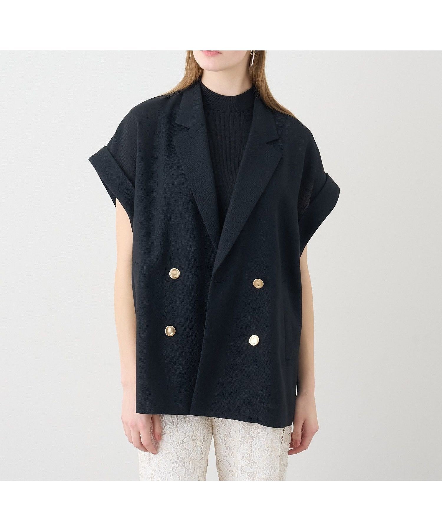 【アナイ/ANAYI】のカラミリネンライクフレンチスリーブ ジャケット インテリア・キッズ・メンズ・レディースファッション・服の通販 founy(ファニー) 　ファッション　Fashion　レディースファッション　WOMEN　アウター　Coat Outerwear　ジャケット　Jackets　カーディガン　Cardigan　ジャケット　Jacket　スマート　Smart　セットアップ　Set Up　チュニック　Tunic　フレンチ　French　メタル　Metal　リネン　Linen　リラックス　Relax　S/S・春夏　Ss・Spring/Summer　再入荷　Restock/Back In Stock/Re Arrival　夏　Summer　black|ID: prp329100004528398 ipo3291000000032020504