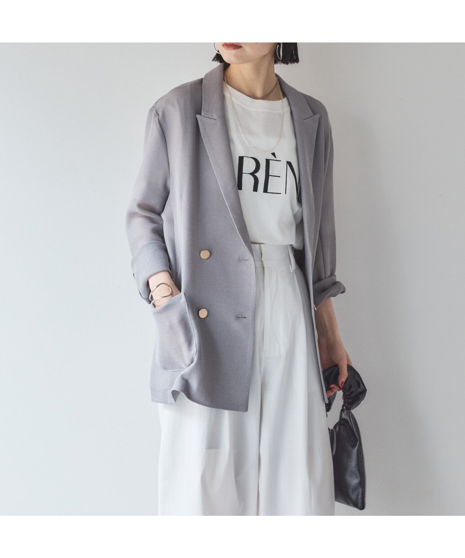 【ドゥ アルシーヴ/Doux archives】のメッシュテーラードダブルジャケット インテリア・キッズ・メンズ・レディースファッション・服の通販 founy(ファニー) 　ファッション　Fashion　レディースファッション　WOMEN　アウター　Coat Outerwear　ジャケット　Jackets　おすすめ　Recommend　インナー　Inner　シアー　Sheer　ジャケット　Jacket　トレンド　Trend　メッシュ　Mesh　夏　Summer　GRAY|ID: prp329100004528405 ipo3291000000032020545