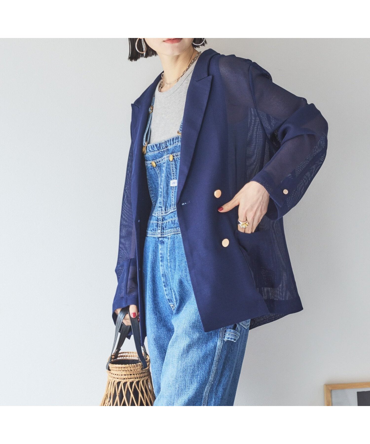 【ドゥ アルシーヴ/Doux archives】のメッシュテーラードダブルジャケット インテリア・キッズ・メンズ・レディースファッション・服の通販 founy(ファニー) 　ファッション　Fashion　レディースファッション　WOMEN　アウター　Coat Outerwear　ジャケット　Jackets　おすすめ　Recommend　インナー　Inner　シアー　Sheer　ジャケット　Jacket　トレンド　Trend　メッシュ　Mesh　夏　Summer　NAVY|ID: prp329100004528405 ipo3291000000032020548