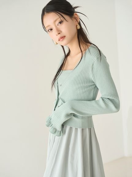【リリーブラウン/Lily Brown】の【WEB限定カラー】フリルスリーブカーディガン インテリア・キッズ・メンズ・レディースファッション・服の通販 founy(ファニー) 　ファッション　Fashion　レディースファッション　WOMEN　トップス・カットソー　Tops/Tshirt　カーディガン　Cardigans　MNT[021]|ID: prp329100004528427 ipo3291000000032415074
