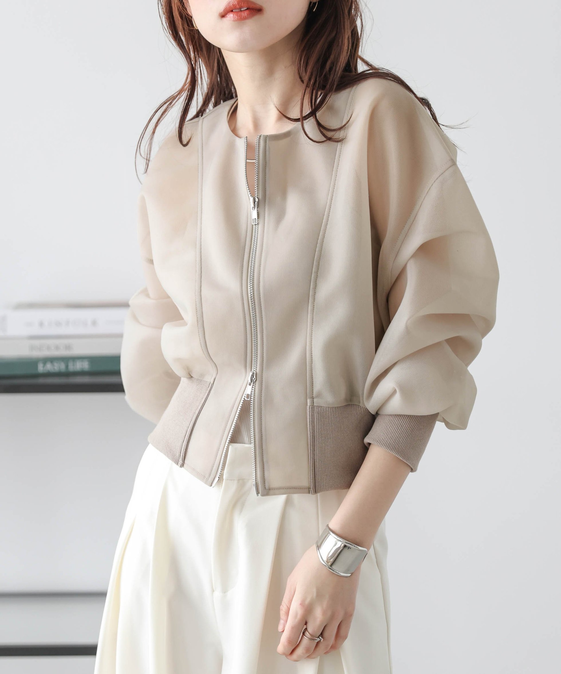 【その他のブランド/Other】のダブルジップ シアーブルゾン インテリア・キッズ・メンズ・レディースファッション・服の通販 founy(ファニー) 　ファッション　Fashion　レディースファッション　WOMEN　アウター　Coat Outerwear　ブルゾン　Blouson/Jackets　エアリー　Airy　シアー　Sheer　ショート　Short　トレンド　Trend　フェミニン　Feminine　ブルゾン　Blouson　メッシュ　Mesh　エレガント 上品　Elegant　夏　Summer　春　Spring　S/S・春夏　Ss・Spring/Summer　ベージュ|ID: prp329100004528434 ipo3291000000032020668