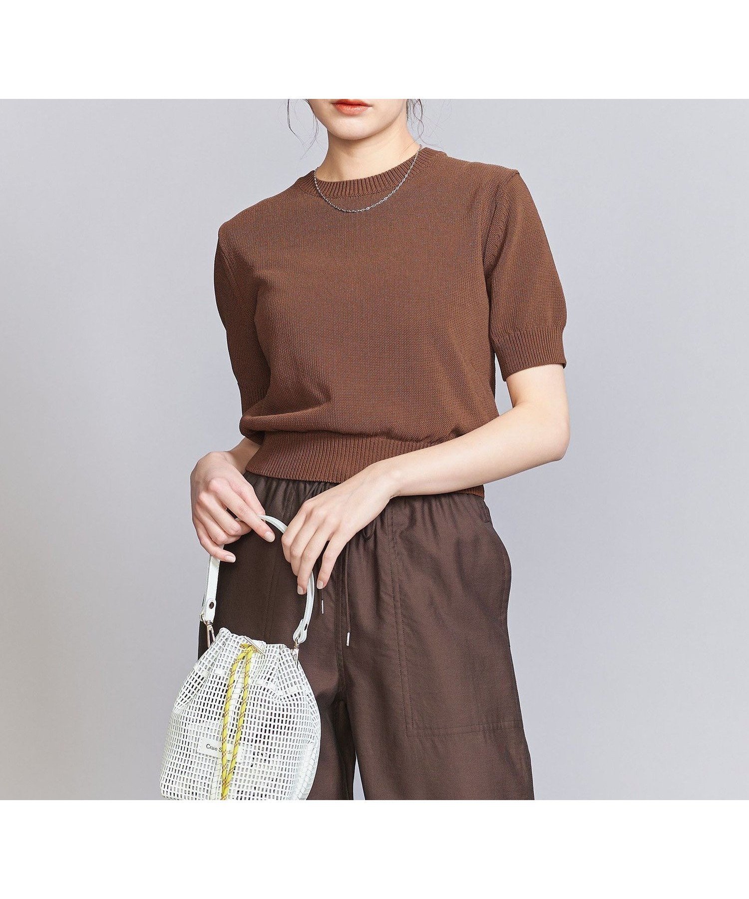 【ビューティ&ユース ユナイテッドアローズ/BEAUTY&YOUTH / UNITED ARROWS】のコイルニット ショートスリーブ プルオーバー -ウォッシャブル- インテリア・キッズ・メンズ・レディースファッション・服の通販 founy(ファニー) 　ファッション　Fashion　レディースファッション　WOMEN　トップス・カットソー　Tops/Tshirt　ニット　Knit Tops　プルオーバー　Pullover　おすすめ　Recommend　ウォッシャブル　Washable　コンパクト　Compact　ショート　Short　シンプル　Simple　スリーブ　Sleeve　デニム　Denim　トレンド　Trend　ラップ　Wrap　エレガント 上品　Elegant　半袖　Short Sleeve　MD.BROWN|ID: prp329100004528441 ipo3291000000032020693
