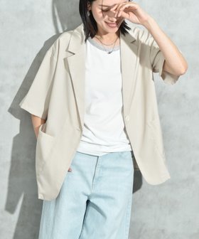 【インタープラネット/INTERPLANET】のリネンライク半袖テーラードジャケット 人気、トレンドファッション・服の通販 founy(ファニー) ファッション Fashion レディースファッション WOMEN アウター Coat Outerwear ジャケット Jackets テーラードジャケット Tailored Jackets インナー Inner グラフィック Graphic 半袖 Short Sleeve |ID:prp329100004528451
