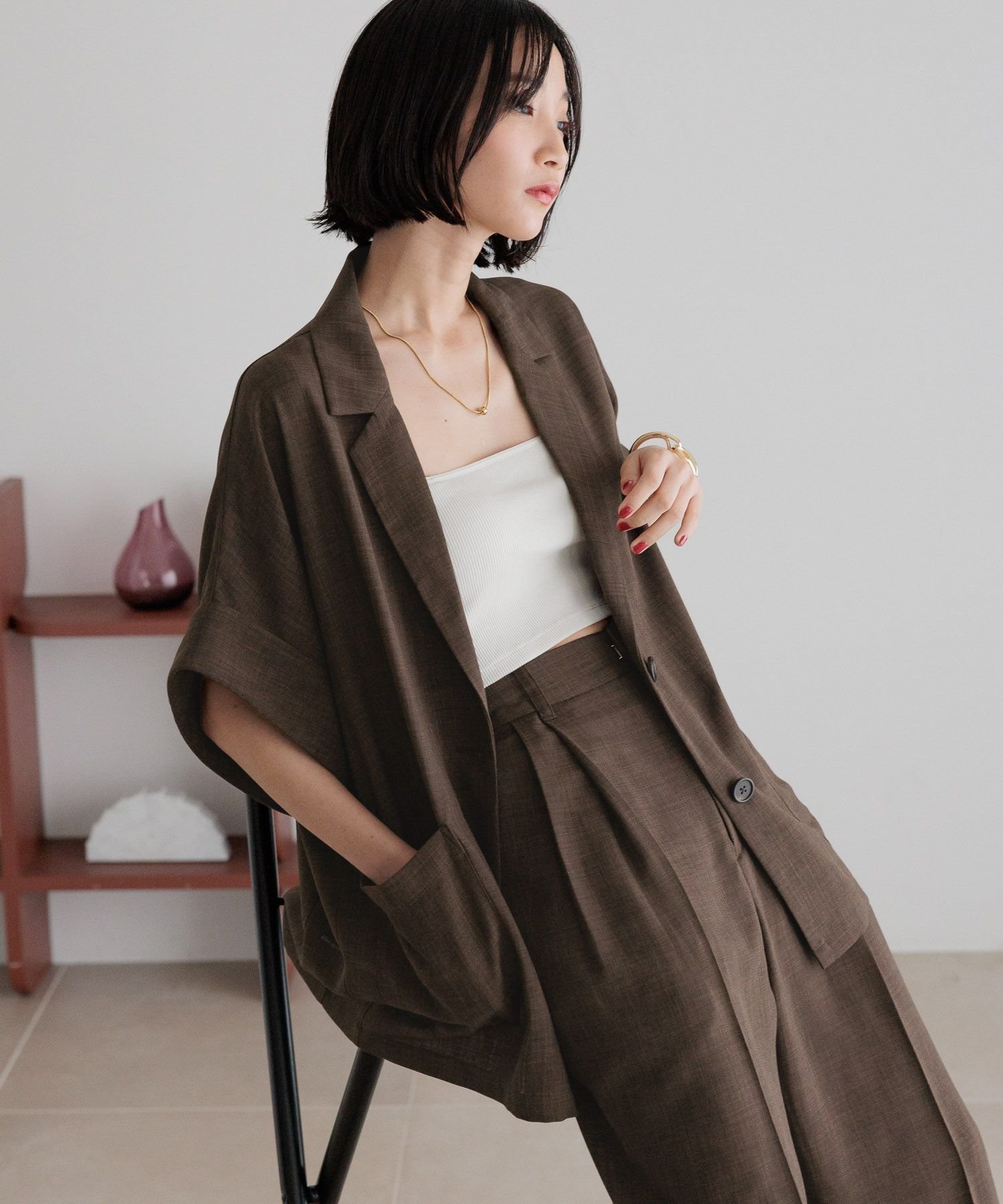 【ローリーズファーム/LOWRYS FARM】のバスケットジャケットSS インテリア・キッズ・メンズ・レディースファッション・服の通販 founy(ファニー) 　ファッション　Fashion　レディースファッション　WOMEN　アウター　Coat Outerwear　ジャケット　Jackets　おすすめ　Recommend　クール　Cool　ジャケット　Jacket　セットアップ　Set Up　タイトスカート　Tight Skirt　バスケット　Basket　バランス　Balance　ボトム　Bottom　ブラウン|ID: prp329100004528463 ipo3291000000032020790